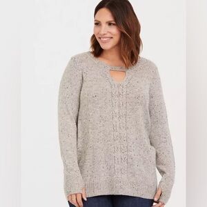 Torrid size 2 (2X) Pullover Cable Front Tunic Sweater, Taupe
